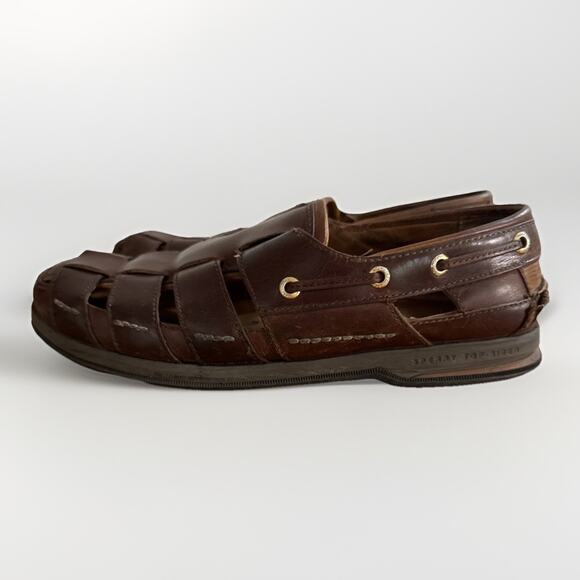 Sperry Fisherman Sandals US 8.5 M Brown Leather Gold Cup Top-Sider Mens - Picture 4 of 7